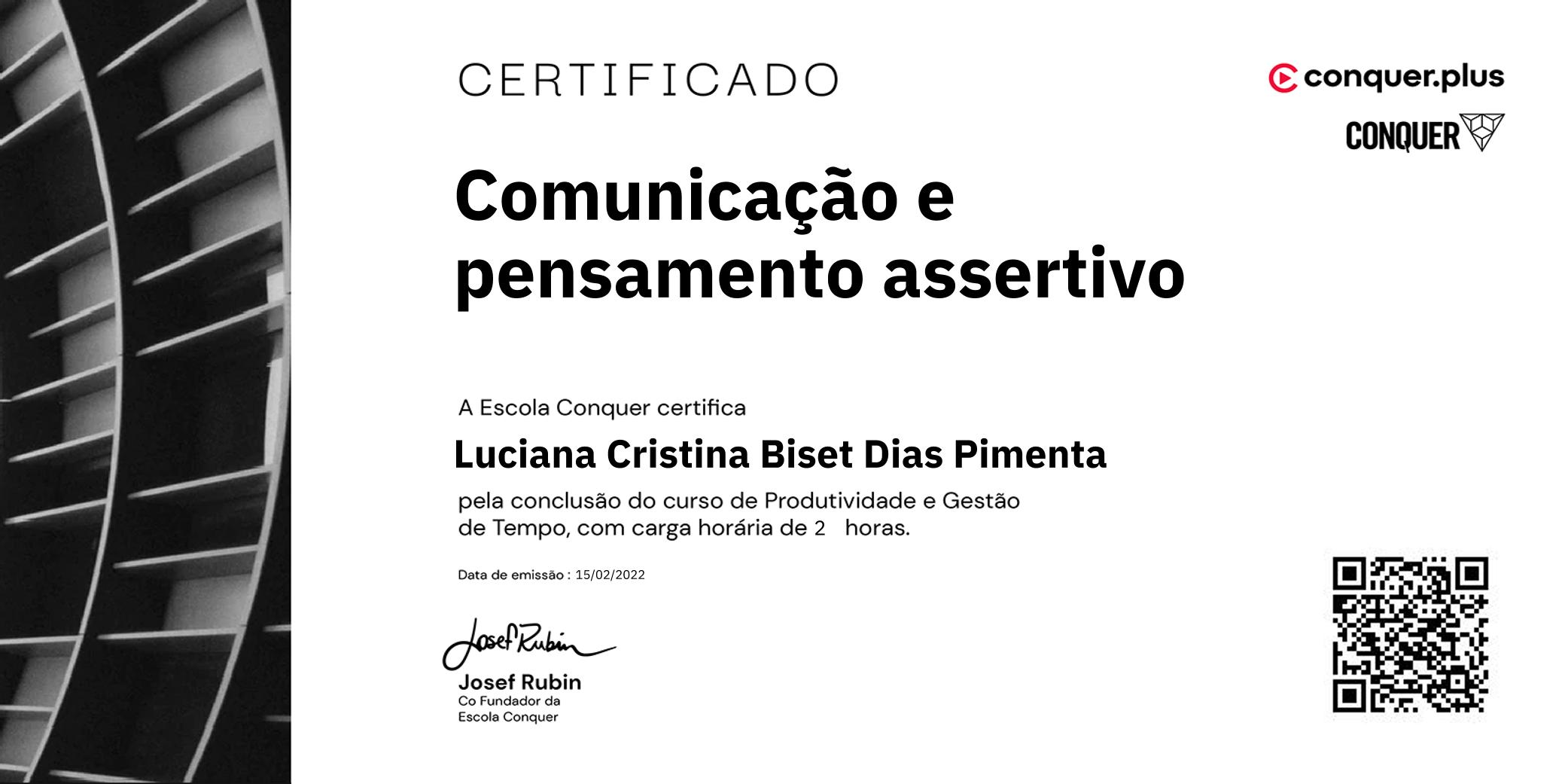 Certificado de Comunicação e pensamento assertivo